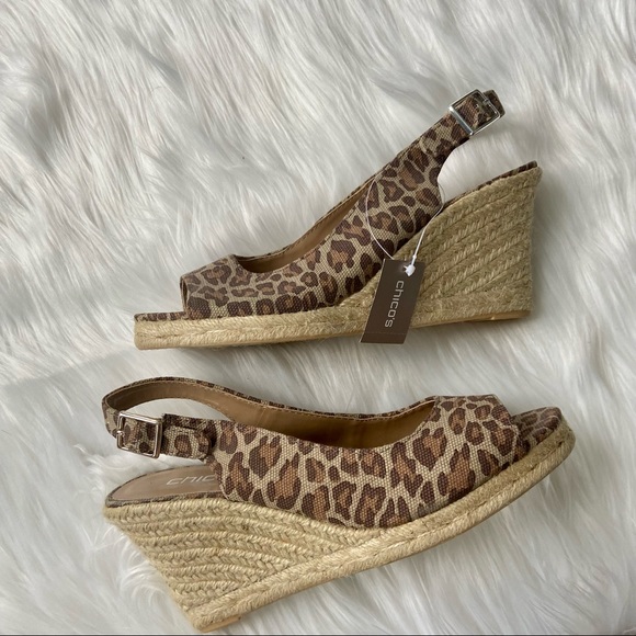 Chico's Shoes - NWT Chico’s Shirley Leopard Espadrille Wedge Sandal